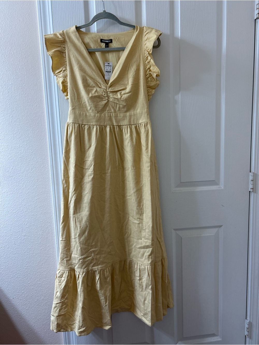 Yellow Ruffle-Sleeve Dress